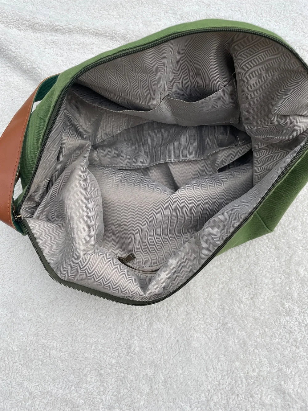 K2 Classic Olive Green Canvas Messenger Bag with Brown Leather Trim